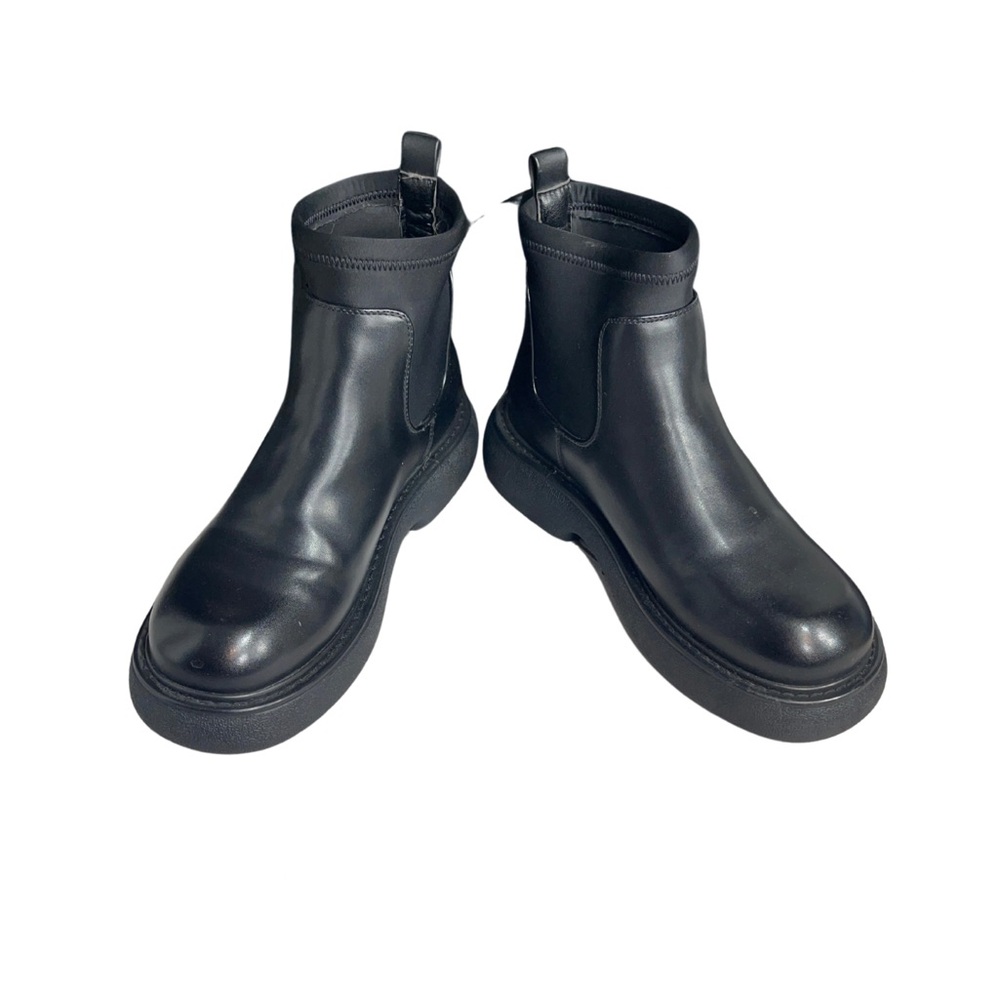 Woman’s Black Combat Moto Boots with Chunky Sole - Picture 4 of 7